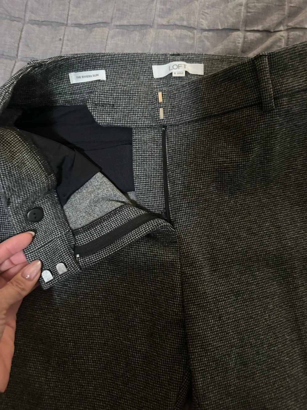 LOFT Gray Straight-Leg Wool-Blend Pants - Picture 6 of 9
